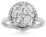 ESTATE WIDE 1.35CT DIAMOND 14K WHITE GOLD 3D ROUND CLUSTER HALO ANNIVERSARY RING