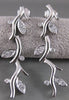 ESTATE LONG HANGING FLORAL LEAF DIAMOND 14KT WHITE GOLD PUSHBACK EARRINGS #2205