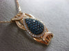 ESTATE .42CT WHITE & BLUE DIAMOND 14KT ROSE GOLD MOON CLUSTER TEAR DROP PENDANT