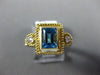 ESTATE WIDE 1.23CT DIAMOND & AAA BLUE TOPAZ 14KT YELLOW GOLD 3D 3 STONE FUN RING