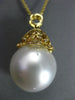 ESTATE MASSIVE .10CT DIAMOND 18K YELLOW GOLD SOUTH SEA PEARL BUTTERFLY PENDANT