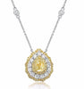 ESTATE 2.21CT WHITE & FANCY YELLOW DIAMOND 18K 2 TONE GOLD 3D TEAR DROP NECKLACE