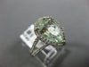 ESTATE LARGE 2.93CT DIAMOND & AAA GREEN AMETHYST 14K WHITE GOLD PEAR SHAPED RING