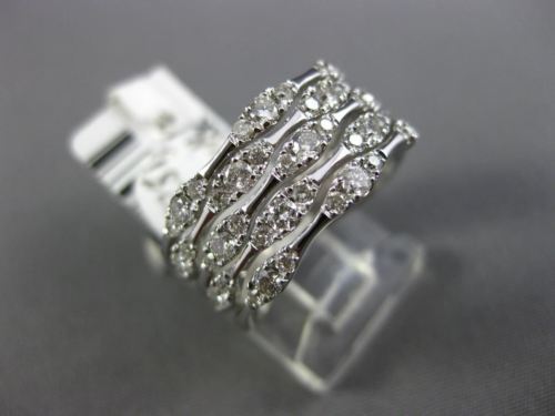 ESTATE LARGE 1.0CT DIAMOND 14KT WHITE GOLD 3D MULTI ROW WEDDING ANNIVERSARY RING
