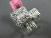 LARGE 1.40CT ROUND & BAGUETTE DIAMOND 18K WHITE GOLD 3D SQUARE CLUSTER HALO RING