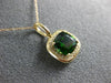 ESTATE 1.48CT DIAMOND & AAA GREEN GARNET 14KT YELLOW GOLD SQUARE HALO PENDANT
