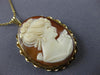 ANTIQUE LARGE 14KT YELLOW GOLD 3D CLASSIC HANDCRAFTED LADY CAMEO PENDANT #24044