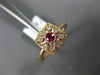 ESTATE .25CT DIAMOND & AAA RUBY 18KT ROSE GOLD 3D SQUARE FLOWER FILIGREE RING