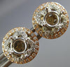 ESTATE .42CT DIAMOND 14K TRI COLOR GOLD HALO FOUR PRONG SEMI MOUNT STUD EARRINGS