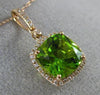 ESTATE LARGE 4.36CT DIAMOND & AAA PERIDOT 14KT ROSE GOLD 3D SQUARE HALO PENDANT