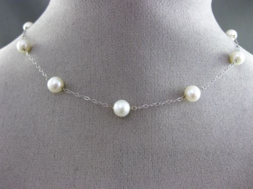 ESTATE AAA PEARL 14KT WHITE GOLD 3D BY THE YARD DIAMOND CUT NECKLACE #24945