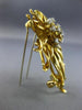 ESTATE LARGE .40CT DIAMOND 18K WHITE & YELLOW GOLD 3D FLOWER SUNBURST PIN BROOCH
