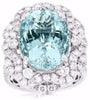 LARGE 10.95CT DIAMOND & AAA AQUAMARINE 14K WHITE GOLD 3D OVAL HALO COCKTAIL RING