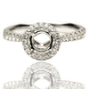 ESTATE .35CT DIAMOND 18KT WHITE GOLD 3D FILIGREE HALO SEMI MOUNT ENGAGEMENT RING