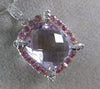 7.54CT DIAMOND AAA PINK TOPAZ & AMETHYST 14K WHITE GOLD RECTANGULAR HALO PENDANT