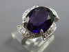 ESTATE LARGE 3.35CT DIAMOND & AMETHYST 18K WHITE GOLD 3D OVAL FLOWER RING #25402