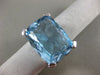 EXTRA LARGE 19.22CT DIAMOND & BLUE TOPAZ 14K WHITE GOLD 3D CUSHION FILIGREE RING