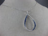 ESTATE .79CT DIAMOND & AAA SAPPHIRE 14KT WHITE GOLD PEAR SHAPE TEAR DROP PENDANT