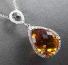 ESTATE LARGE 3.54CT DIAMOND & AAA CITRINE 14KT WHITE GOLD HALO FILIGREE PENDANT