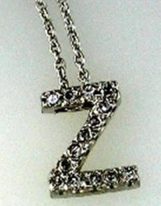 ESTATE .12CT DIAMOND 14KT YELLOW GOLD 3D CLASSIC Z INITIAL FLOATING PENDANT