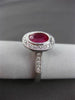 ESTATE 1.54CT DIAMOND & RUBY 14K WHITE GOLD OVAL HALO 3D CLASSIC ENGAGEMENT RING