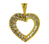 ESTATE 1.40CT ROUND & BAGUETTE DIAMOND 14KT YELLOW GOLD HEART SHAPE LOVE PENDANT