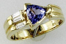.95CT DIAMOND & AAA TANZANITE 14KT YELLOW GOLD 3D DOUBLE HALO ANNIVERSARY RING
