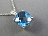 ESTATE 2.17CT DIAMOND & AAA BLUE TOPAZ 14K WHITE GOLD 3D SQUARE FLOATING PENDANT