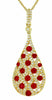 ESTATE 1.13CT DIAMOND & AAA RUBY 14K YELLOW GOLD 3D TEAR DROP ETOILE FUN PENDANT