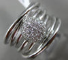 ESTATE WIDE .33CT DIAMOND 18KT WHITE GOLD MULTI ROW ROUND CLUSTER PAVE FUN RING