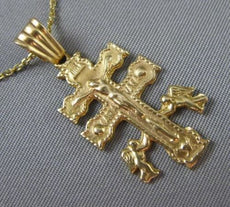 ANTIQUE 14KT YELLOW GOLD 3D HANDCRAFTED CROSS OF SALEM FLOATING PENDANT #24786