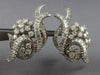 ANTIQUE EXTRA LARGE 7CT ROUND & BAGUETTE DIAMOND PLATINUM 3D FLOWER EARRINGS
