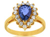 1.83CT DIAMOND & AAA TANZANITE 14KT YELLOW GOLD 3D PEAR SHAPE ENGAGEMENT RING