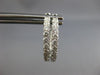 ESTATE 1.77CT DIAMOND 18KT WHITE GOLD INSIDE ROUND HOOP HUGGIE HANGING EARRINGS