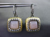 ESTATE .60CT DIAMOND PINK QUARTZ 14K BLACK YELLOW GOLD FILIGREE HANGING EARRINGS