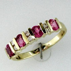 1.14CT DIAMOND & AAA PINK SAPPHIRE 14KT YELLOW GOLD 3D CHANNEL ANNIVERSARY RING