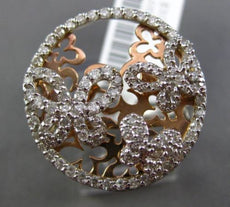 ESTATE LARGE 1.0CT DIAMOND 14KT WHITE & ROSE GOLD FILIGREE BUTTERFLY CIRCLE RING