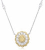 ESTATE LARGE 1.39CT WHITE & FANCY YELLOW DIAMOND 18K 2 TONE GOLD FLOWER NECKLACE