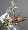 ESTATE LARGE .53CT DIAMOND 14KT WHITE YELLOW & ROSE GOLD 3D BUTTERFLY LOVE RING