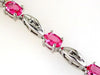 ESTATE 7.40CT DIAMOND & AAA PINK SAPPHIRE 14K WHITE GOLD CLASSIC TENNIS BRACELET
