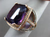 LARGE 13.81CT CHOCOLATE FANCY DIAMOND & AAA AMETHYST 14KT WHITE GOLD SQUARE RING