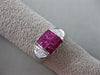 ESTATE WIDE 1.65CT DIAMOND & AAA RUBY 18KT WHITE GOLD SQUARE HALF MOON FUN RING