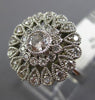 ESTATE WIDE .74CT ROUND DIAMOND 14KT WHITE GOLD 3D FILIGREE MILGRAIN FLOWER RING