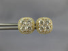 ESTATE LARGE 1.18CT DIAMOND 18K YELLOW GOLD 3D CLUSTER SQUARE HALO STUD EARRINGS