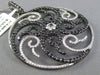 ESTATE MASSIVE 4.73CT WHITE BLACK DIAMOND 14K WHITE GOLD FLOWER CIRCULAR PENDANT