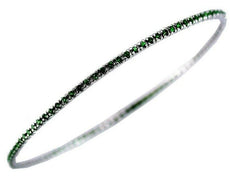 1.60CT AAA TZAVORITE 14KT WHITE GOLD 3D ETERNITY 2mm BANGLE BRACELET