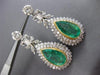 ANTIQUE LARGE 15.20CT OLD MINE DIAMOND & EMERALD 14K TWO TONE GOLD HALO EARRINGS