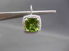 ESTATE LARGE 4.36CT DIAMOND & AAA PERIDOT 14KT WHITE GOLD HALO HANGING EARRINGS