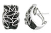 WIDE 2.60CT BLACK DIAMOND 14K WHITE GOLD MULTI LEAF PAVE CLIP ON EARRINGS