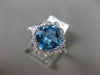 ESTATE 2.73CT DIAMOND & AAA BLUE TOPAZ 14KT WHITE GOLD FILIGREE HALO FLOWER RING
